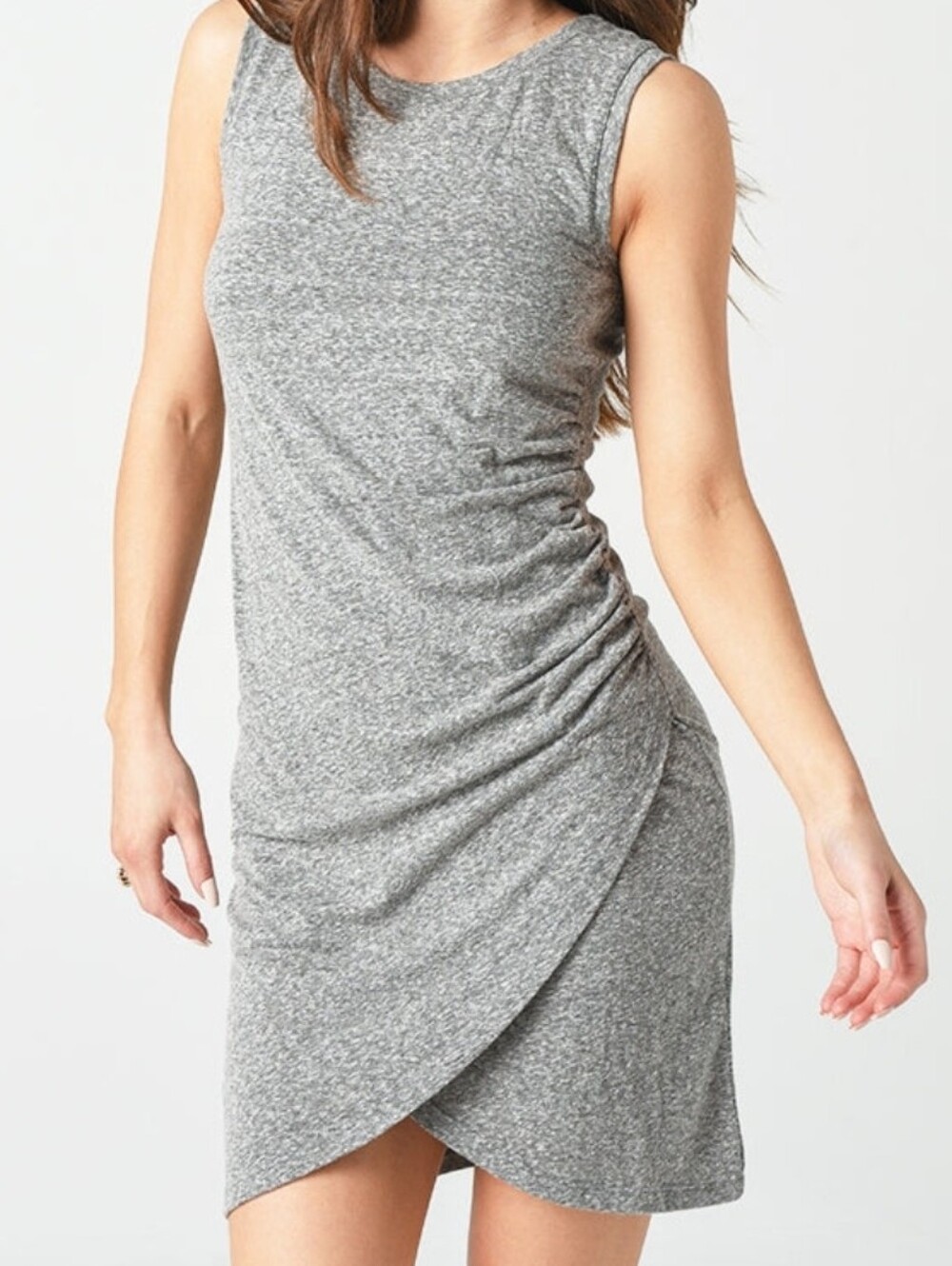 Z Suppy Sleeveless Grey Ruched Tulip Hem Dress Sz Xl